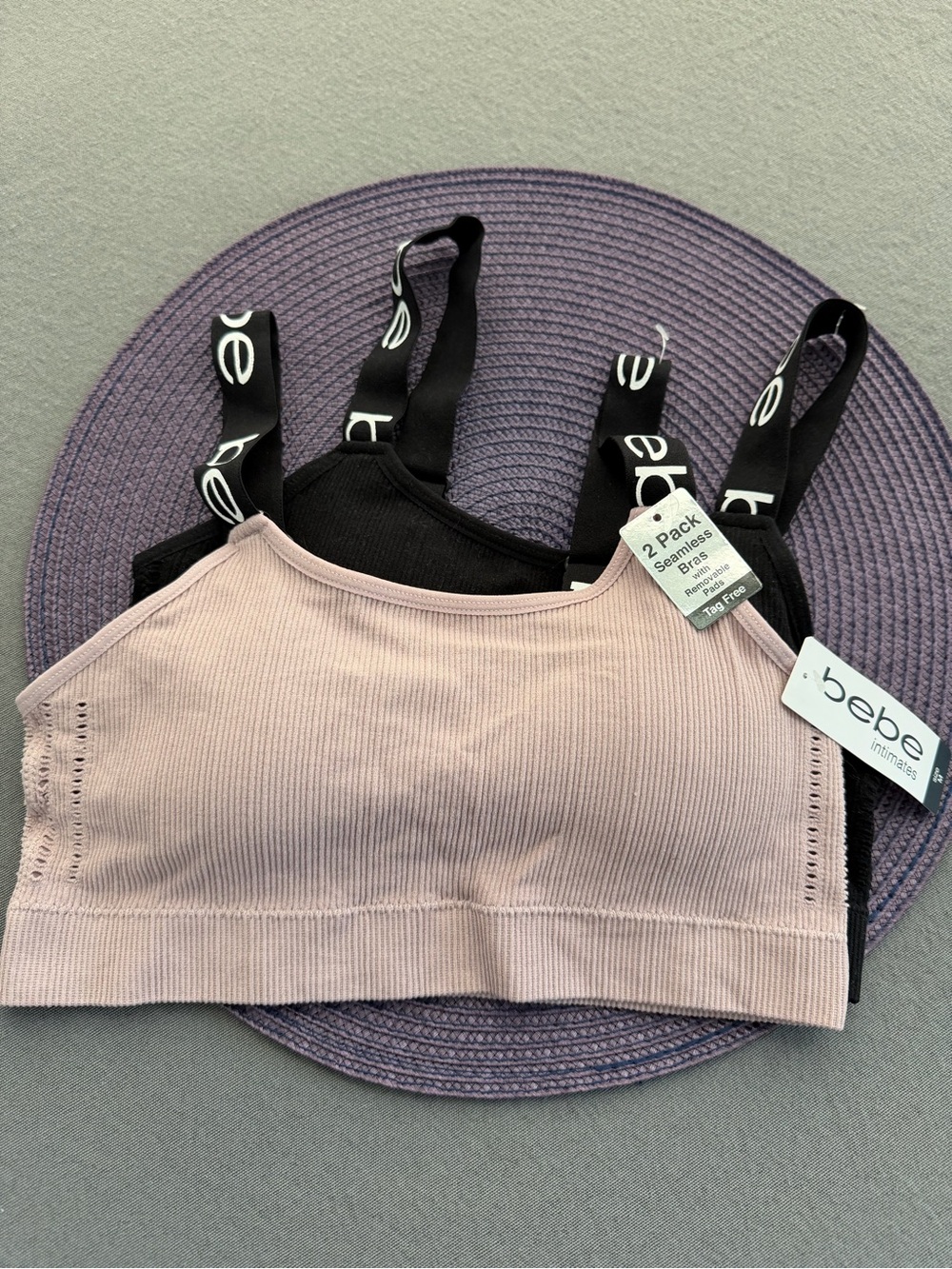 bebe 2-Pack Bralette Set in Pink and Black